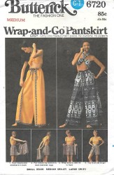 6720 BUTTERICK 70S WRAP & GO PANTSKIRT 1 PC, SCARF , HALTER  TOP PATTERN MEDIUM, SMALL